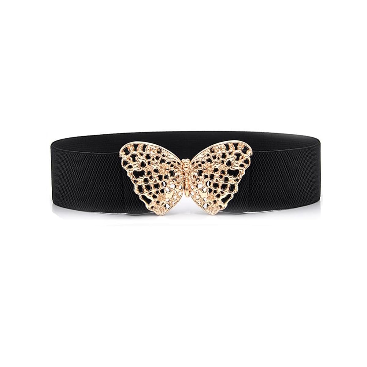 PALAY Waist Belt for Women Wide Elastic Black Belt for Women Dresses Fashion Metal Butterfly Interlock Buckle Stretchy Ladies Belt PALAY Waist Belt for Women Wide Elastic Black Belt for Women Dresses Fashion Metal Butterfly Interlock Buckle Stretchy Ladies Belt